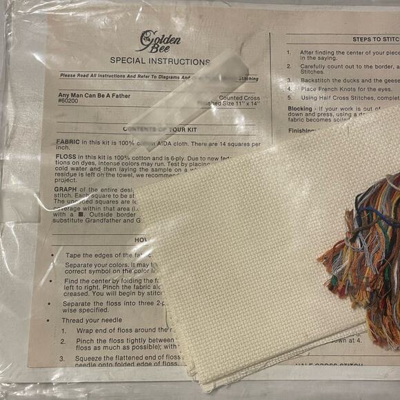 Golden Bee Counted Cross Stitch Kit “Any Man Can be a Father” Complete NEW Open - Picture 9 of 10